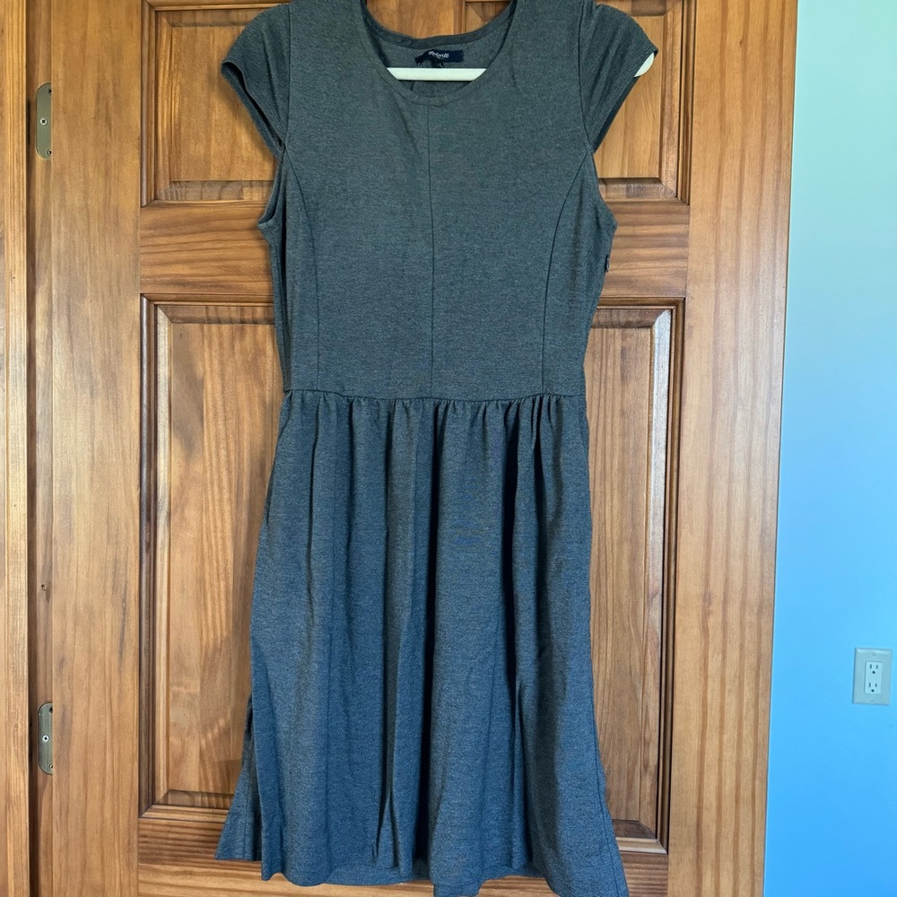 Madewell Screenplay Skater Dress Womens Small Grey Gray Cap Sleeve Fit Flare
